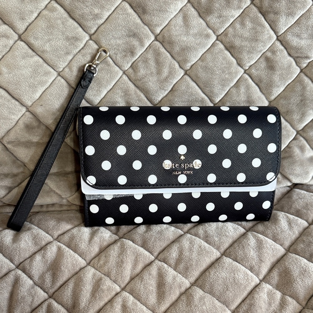 Kate Spade Black and White Polka Dot Clutch